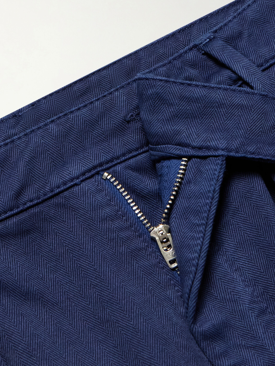 Massimo Alba - Cliff Straight-Leg Pleated Herringbone Cotton Bermuda Shorts - Blue