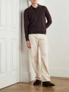 Purdey - Logo-Embroidered Wool Polo Shirt - Brown