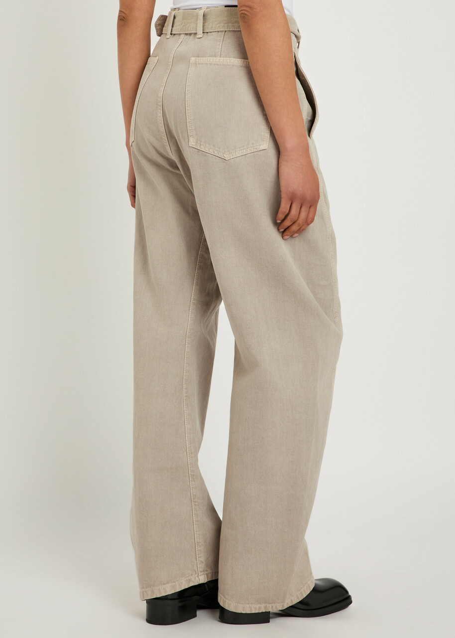 Lemaire Twisted Belted Denim Trousers Natural