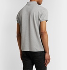 SAINT LAURENT - Studded Mélange Cotton-Piqué Polo Shirt - Gray