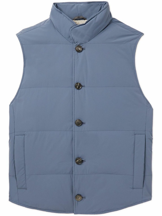 Photo: Brunello Cucinelli - Quilted Stretch-Shell Down Gilet - Blue