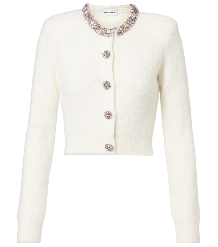 Photo: Self-Portrait Embellished ribbed-knit cardigan