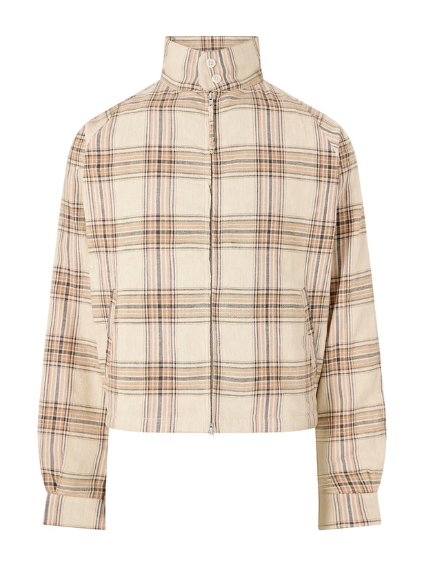 Photo: Kardo - Stanley Embroidered Checked Cotton Bomber Jacket - Neutrals