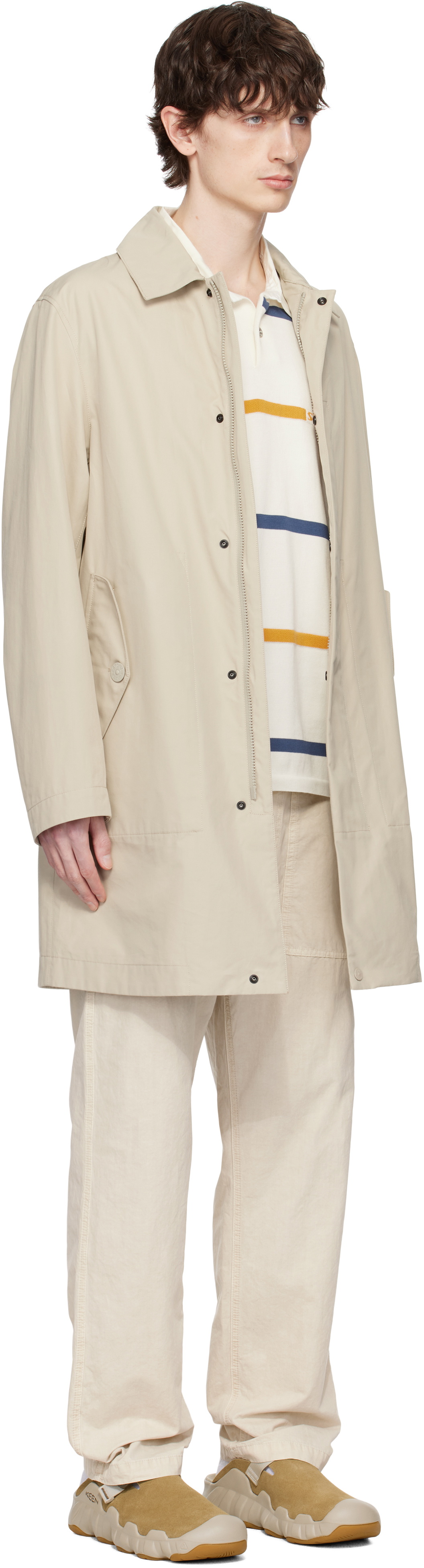 Stone Island Beige Weatherproof Cotton Canvas Coat
