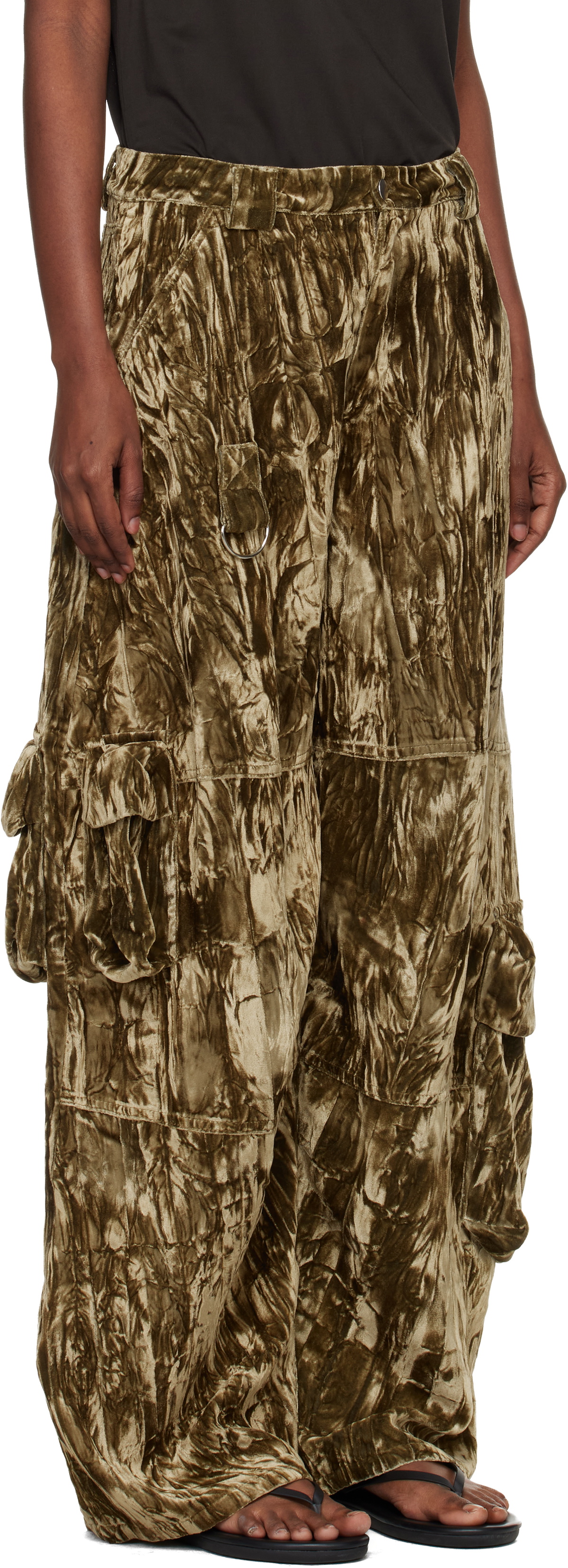 Collina Strada Khaki Velvet Lawn Cargo Pant