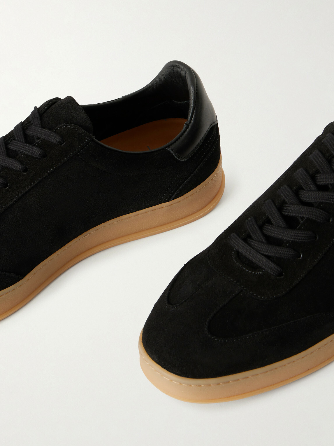Mr P. - Leather-Trimmed Suede Sneakers - Black