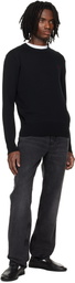 AMI Paris Black Wool Contrasted Ami de Coeur Crewneck Sweater