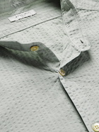 Boglioli - Grandad-Collar Cotton-Seersucker Shirt - Green