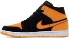 Nike Jordan Black & Orange Air Jordan 1 Mid SE Sneakers