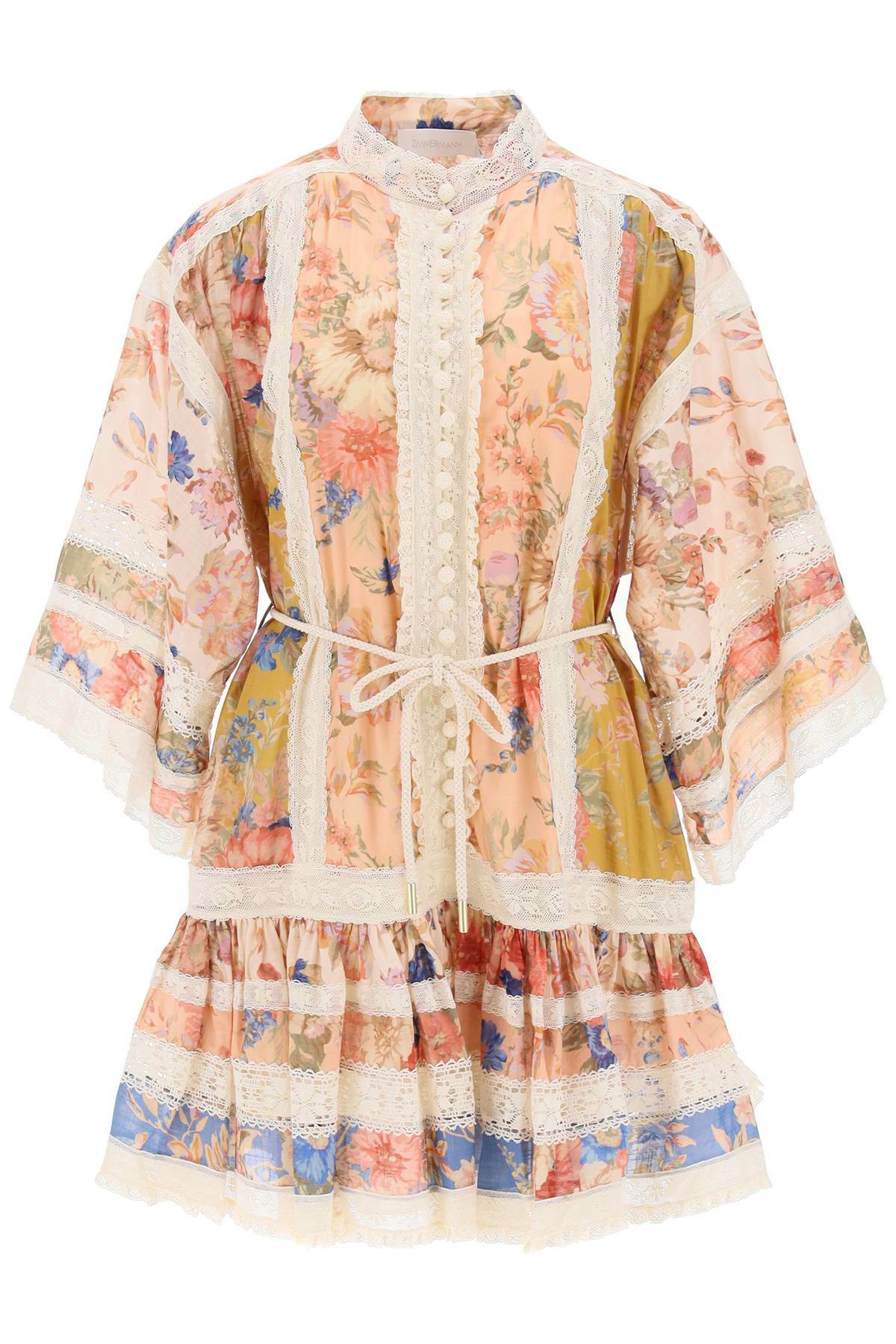 august cotton lace mini dress ZIMMERMANN august lace trimmed cotton mini dress Multicolor Zimmermann