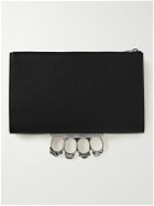 Alexander McQueen - Skull Four-Ring Embellished Leather Pouch