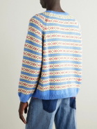BODE - Wedgewood Intarsia-Knit Wool Sweater - Blue