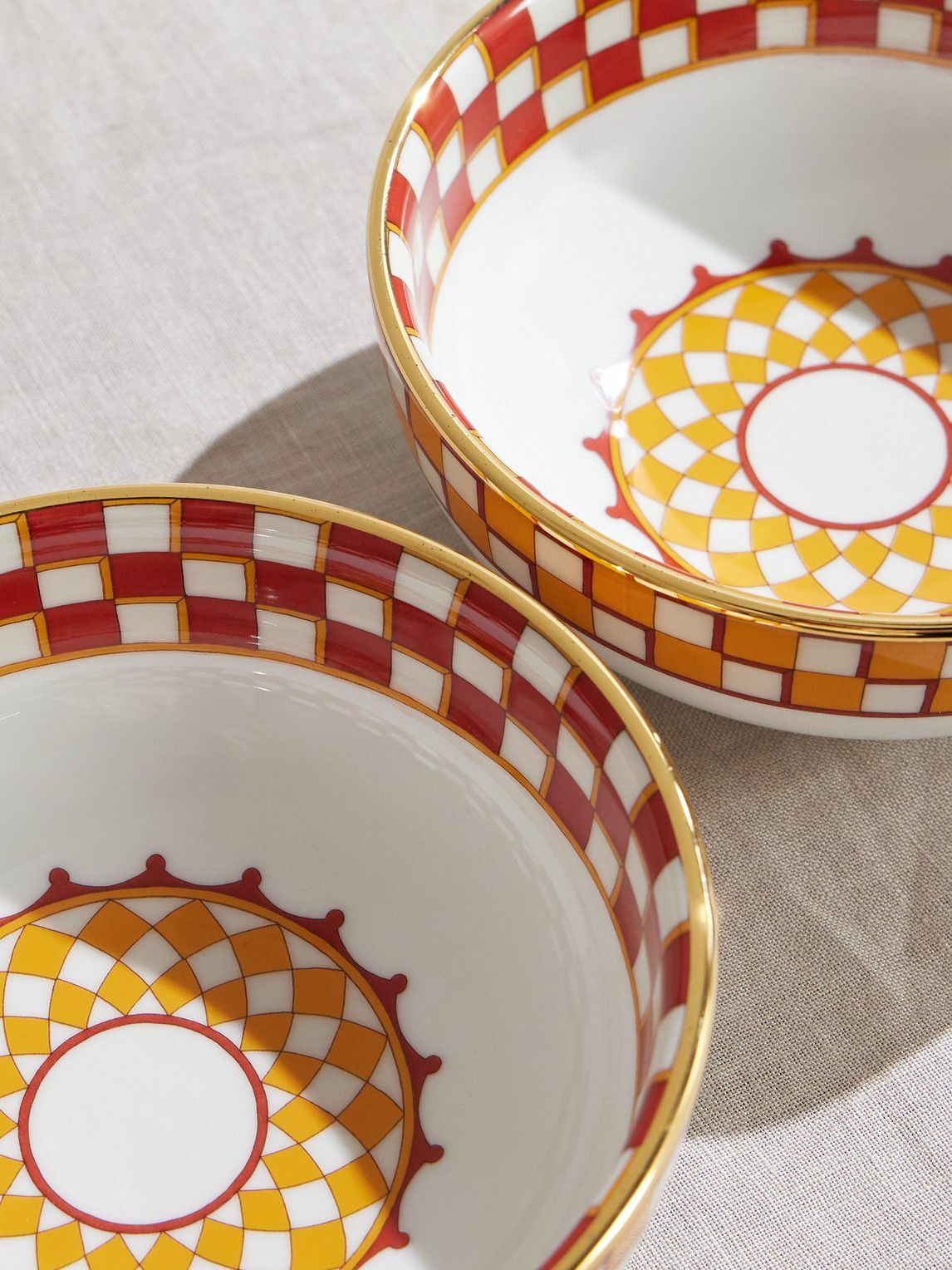 La DoubleJ - Set of Two Gold-Plated Painted Porcelain Snack Bowls
