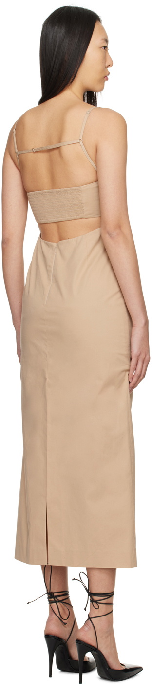 lesugiatelier Beige Square Neck Maxi Dress