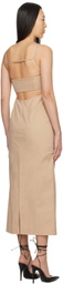 lesugiatelier Beige Square Neck Maxi Dress
