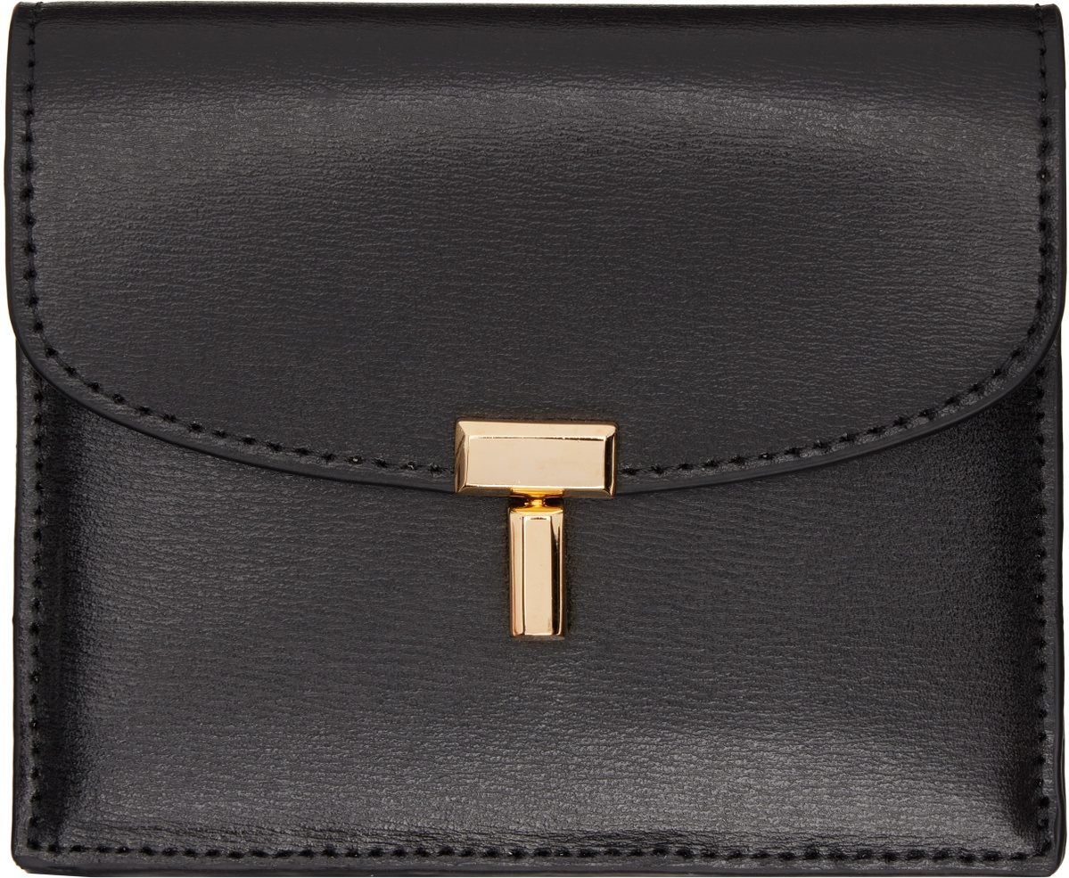 TOTEME Black T-Lock Leather Card Holder