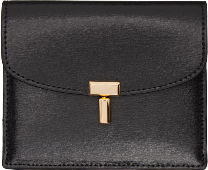 Photo: TOTEME Black T-Lock Leather Card Holder