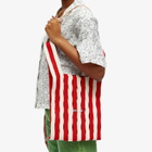 LASTFRAME Women's Stripe Mesh Market Bag Medium in Red/Ivory