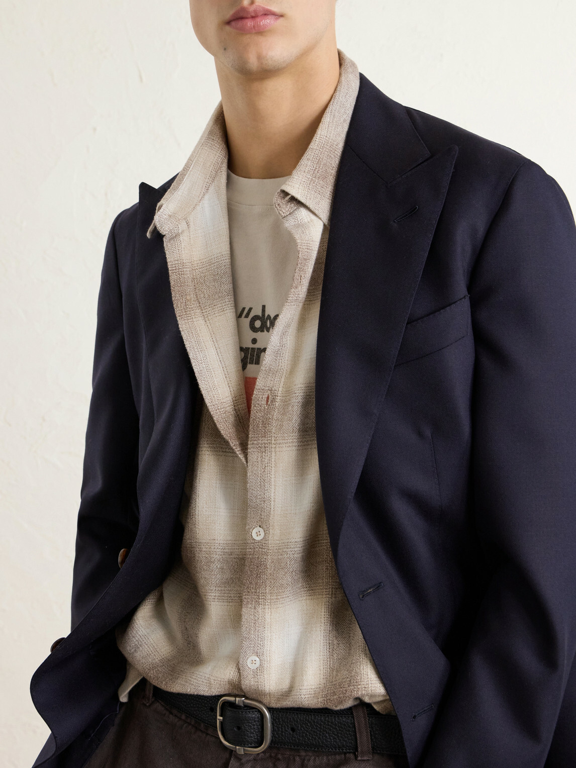 NAHMIAS - Checked Cotton-Flannel Shirt - Neutrals
