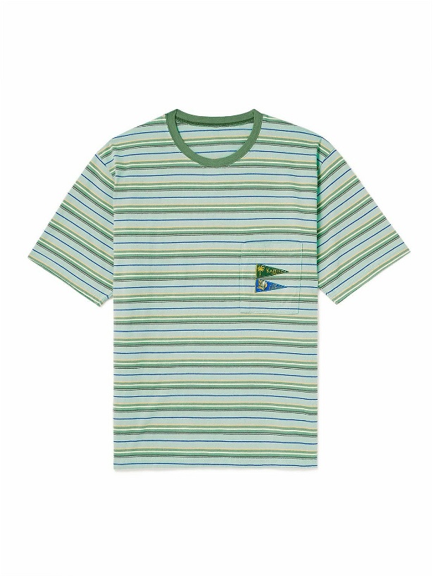 Photo: KAPITAL - Logo-Appliquéd Striped Cotton-Jersey T-Shirt - Green