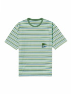 KAPITAL - Logo-Appliquéd Striped Cotton-Jersey T-Shirt - Green