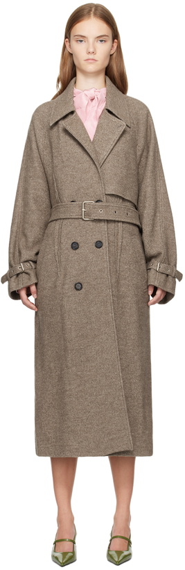 Photo: UMBER POSTPAST Beige Wool Felted Trench Coat