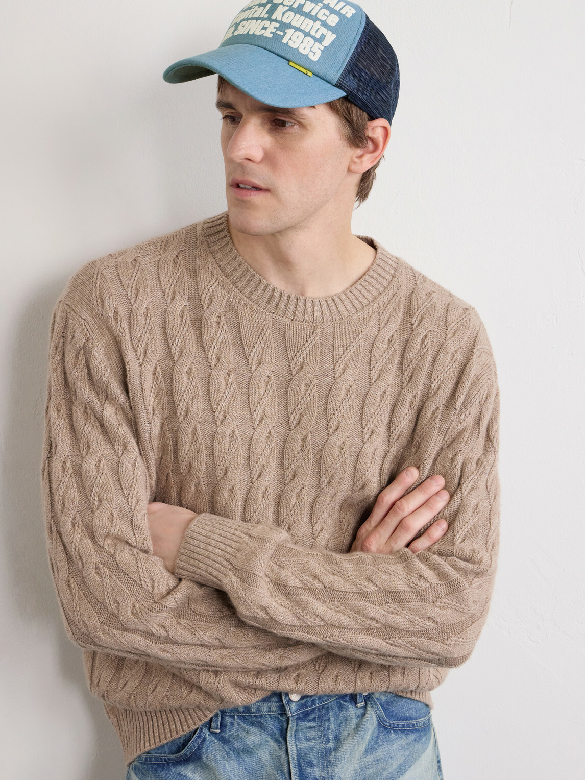KAPITAL - Denim Repair Service Fleece-Trimmed Printed Scuba Trucker Cap