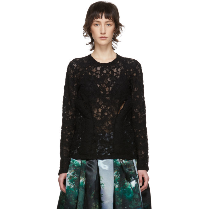 Comme des Garcons Black Padded Lace Blouse Comme des Garcons