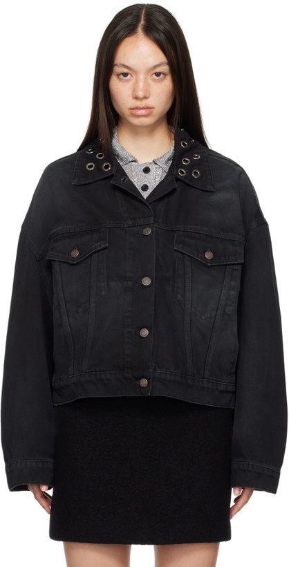 Photo: MSGM Black Eyelet Denim Jacket