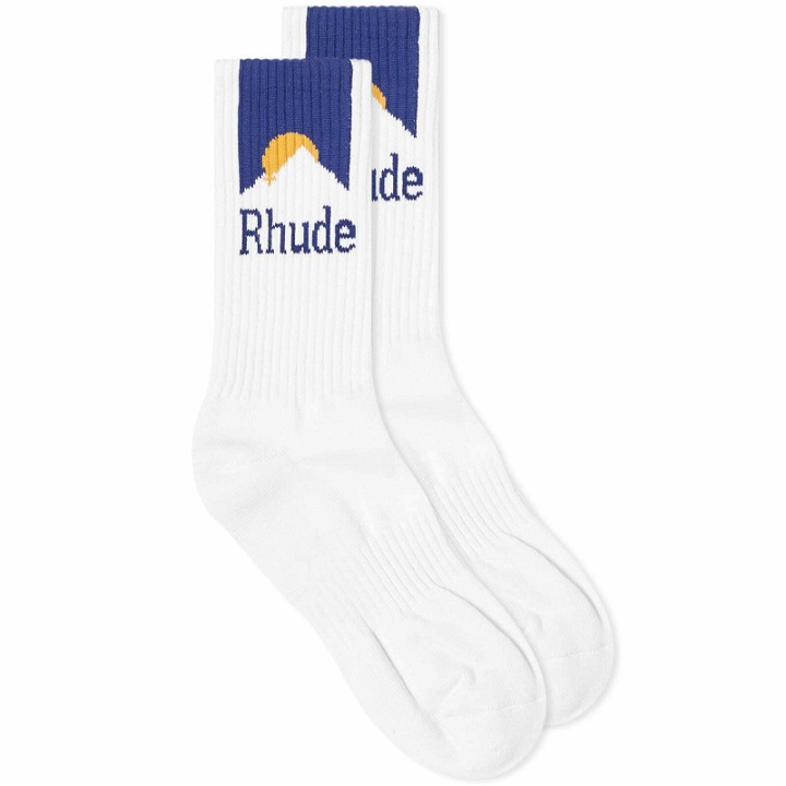 Photo: Rhude Men's Mountain Logo Sock in White