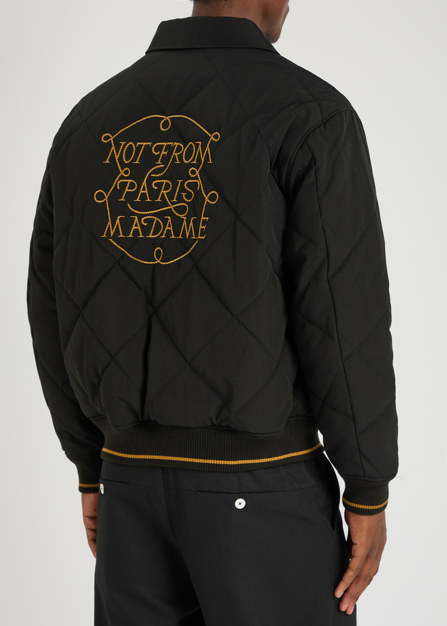 DRÔLE DE Monsieur La Veste Slogan Tresses Quilted Woven Jacket Black