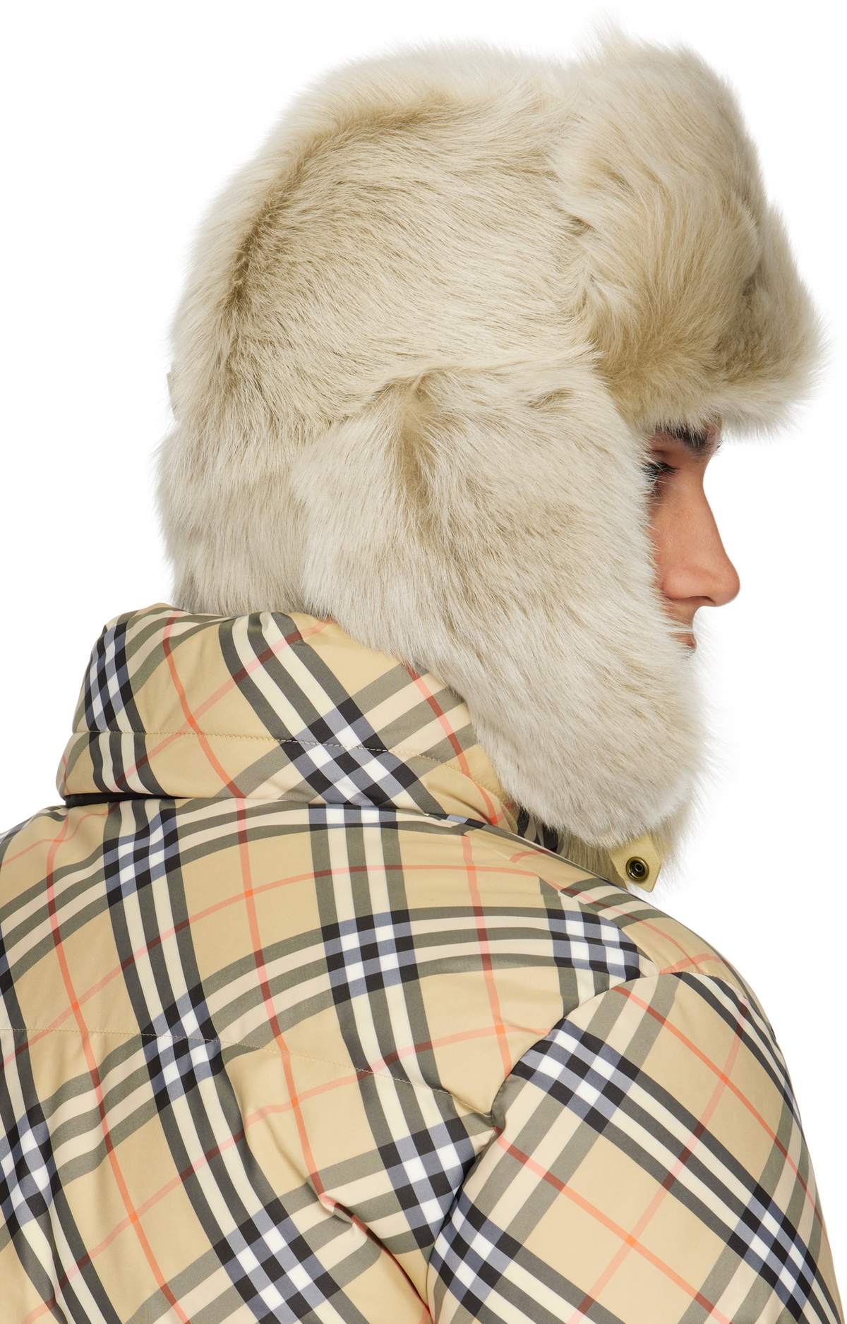 Burberry Beige Shearling Trapper Hat