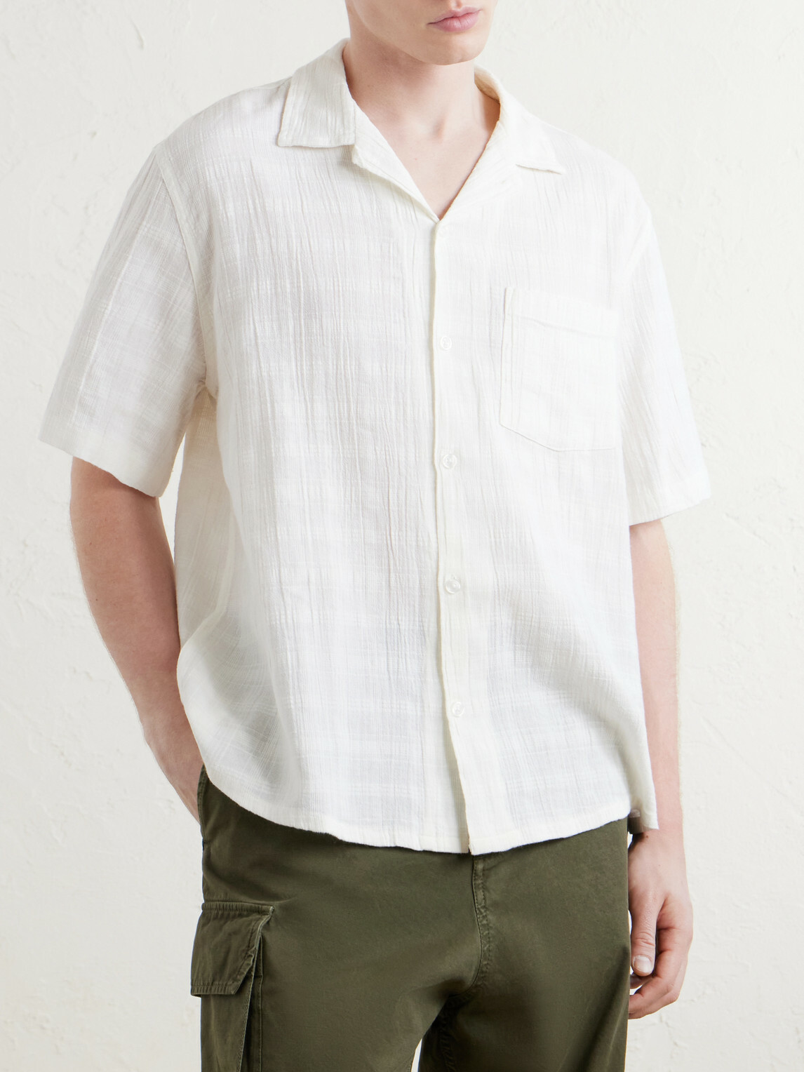 Corridor - Convertible-Collar Checked Cotton Shirt - White