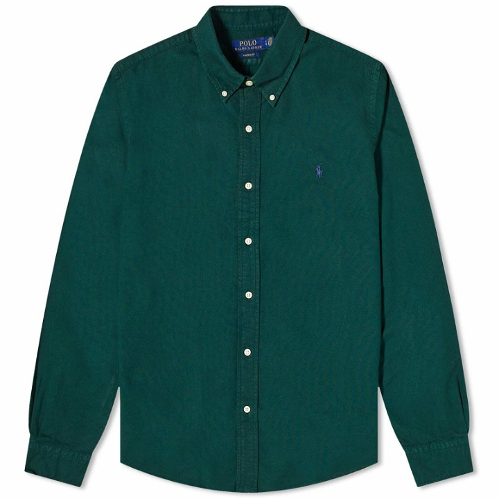 Photo: Polo Ralph Lauren Men's Garment Dyed Button Down Shirt in Hunt Club Green