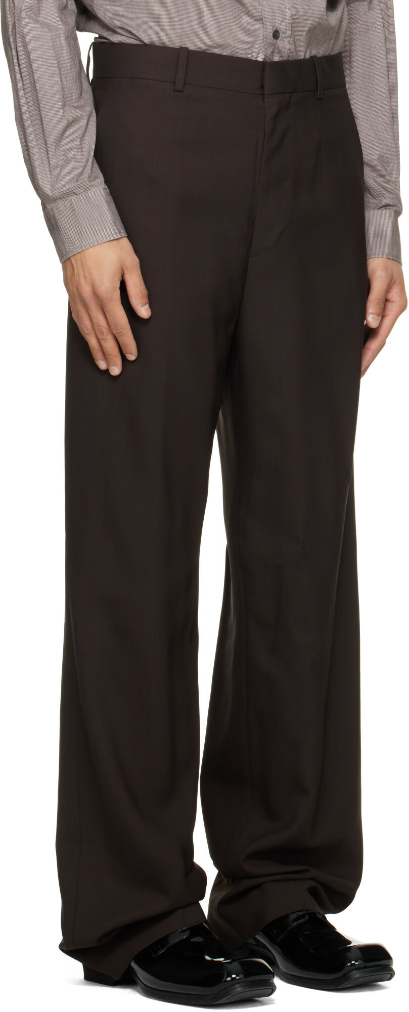 Maison Margiela Brown Wool Wide-Leg Trousers
