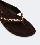 Herbert Levine Sun-kissed embellished suede thong sandals