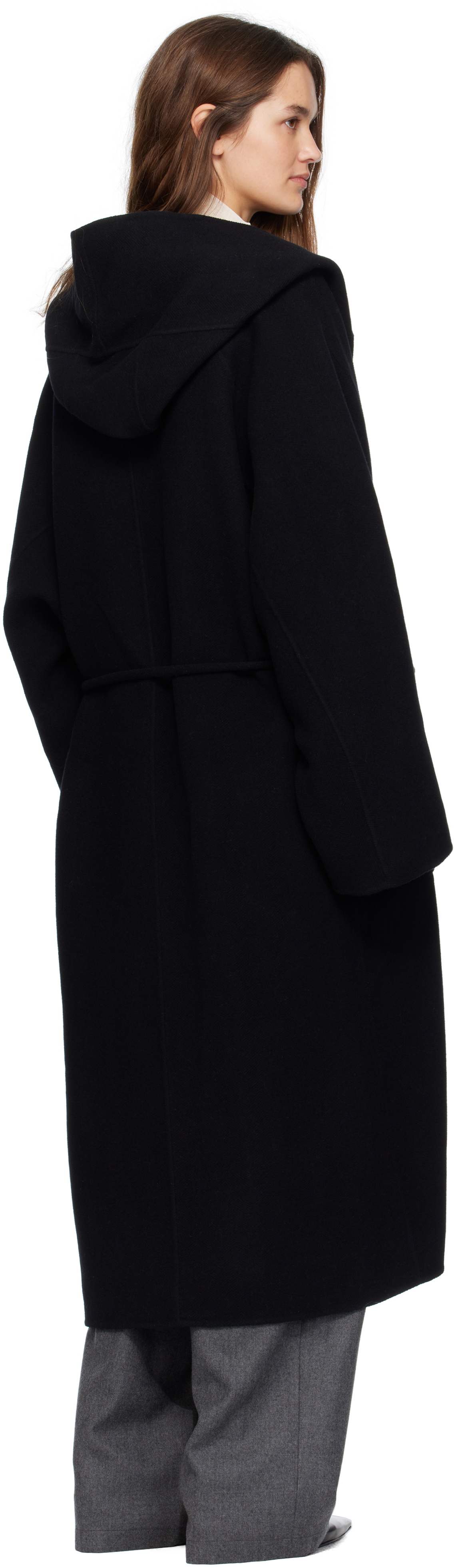 LE17SEPTEMBRE Black Hooded Long Coat