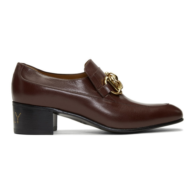 Photo: Gucci Burgundy Leather Horsebit Chain Loafers