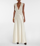 Saint Laurent - Crêpe satin and lace maxi dress
