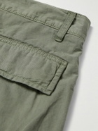 Hartford - Tapered Cotton-Drill Cargo Trousers - Green