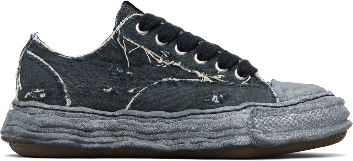 Maison MIHARA YASUHIRO Black 'Peterson23' OG Sole Ripped Overdye Canvas Sneakers