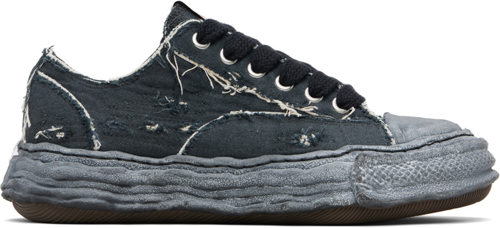 Photo: Maison MIHARA YASUHIRO Black 'Peterson23' OG Sole Ripped Overdye Canvas Sneakers
