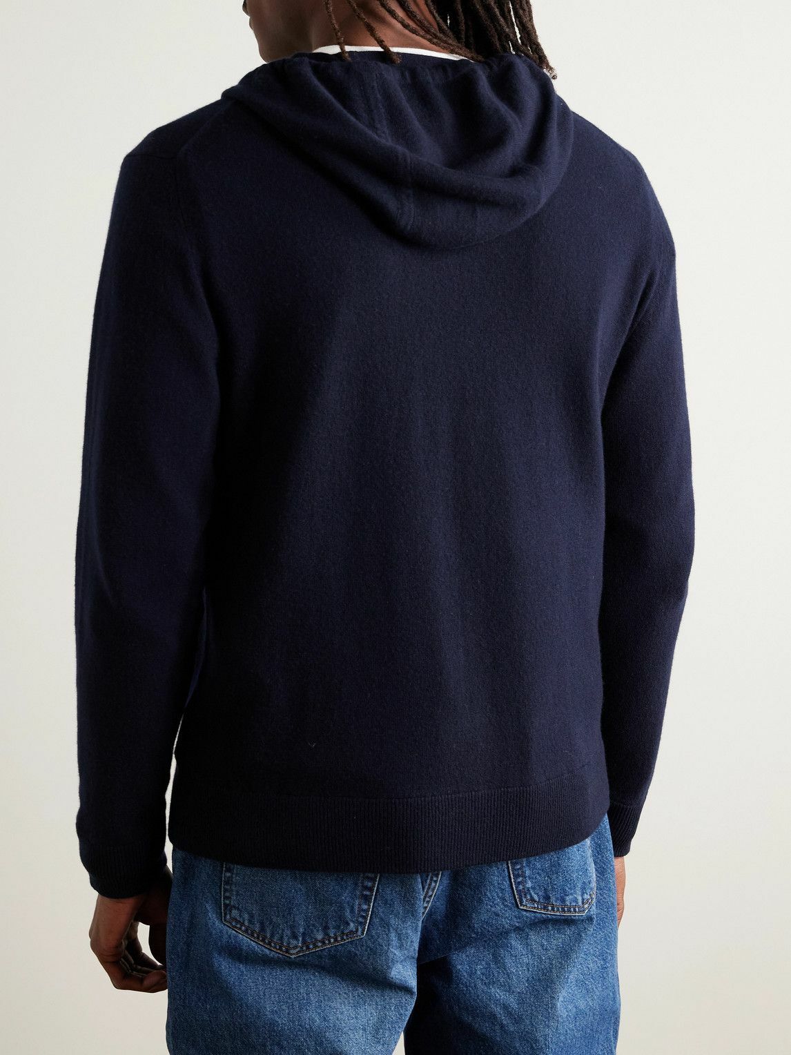 Mr P. - Mitchell Slim-Fit Merino Wool and Cashmere-Blend Zip-Up Hoodie - Blue