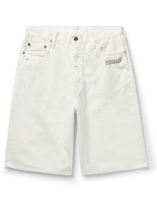 Photo: Off-White - Wide-Leg Printed Denim Shorts - White