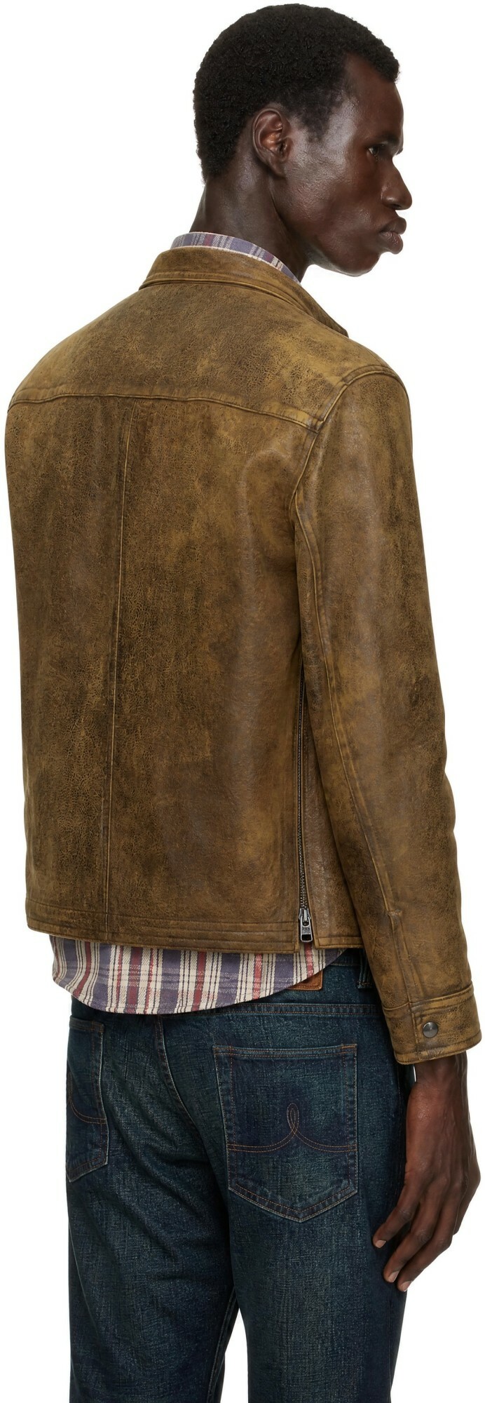 RRL Brown Sheepskin Motor Jacket