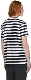 Ralph Lauren Purple Label White & Black Striped Lisle T-Shirt