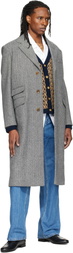 Valentino Gray Wool Herringbone Coat