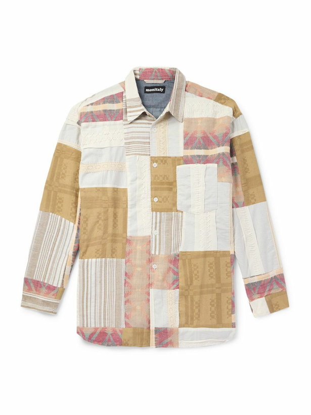 Photo: Monitaly - Garson Patchwork Cotton-Flannel Shirt - Neutrals