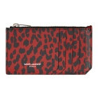 Saint Laurent Red and Black Baby Cat Fragment Card Holder