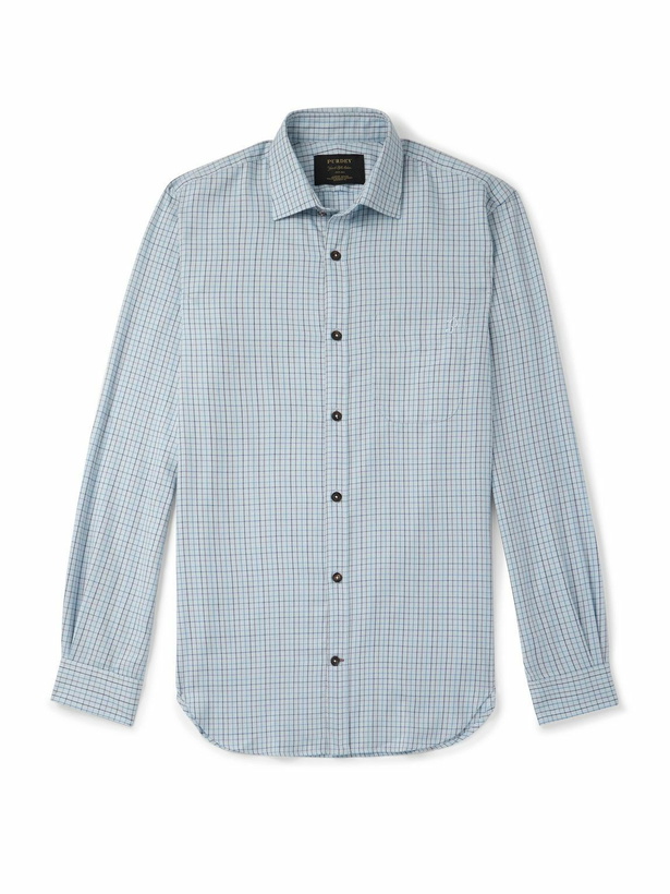Photo: Purdey - Checked Cotton and Cashmere-Blend Shirt - Blue